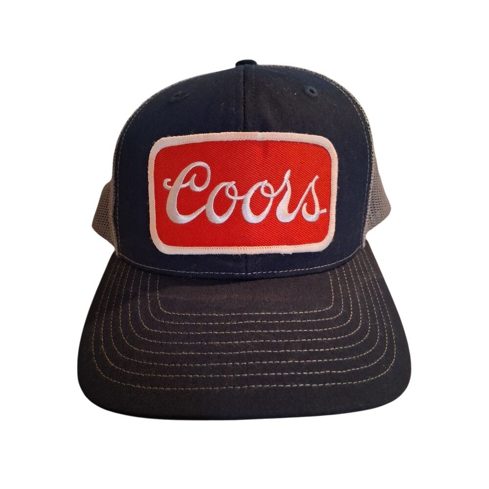Retro Coors Beer Hat – Mesh Trucker Cap Snapback – Navy Blue Embroidered Patch